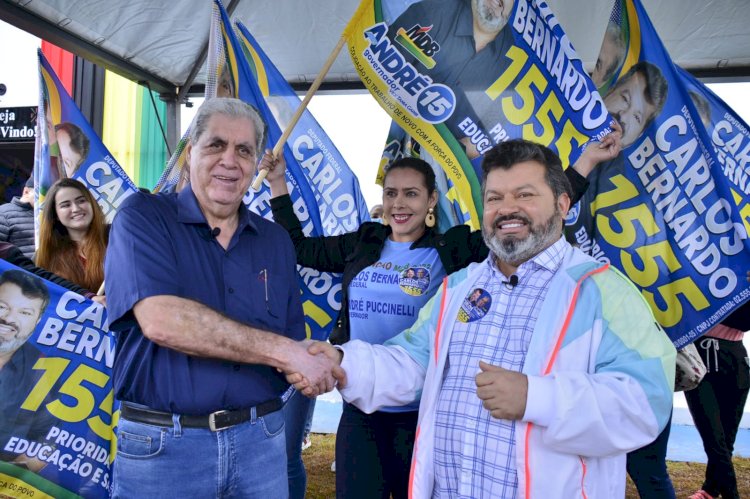 Com a presença de André Puccinelli, Carlos Bernardo inaugura comitê em Ponta Porã