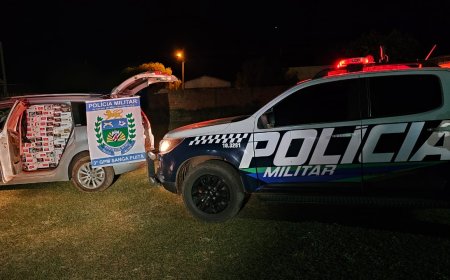 PM apreende comboio de veículos com contrabando na MS-164, em Ponta Porã