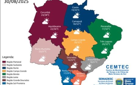 Previsão do Tempo: Ponta Porã terá sábado com sol entre nuvens