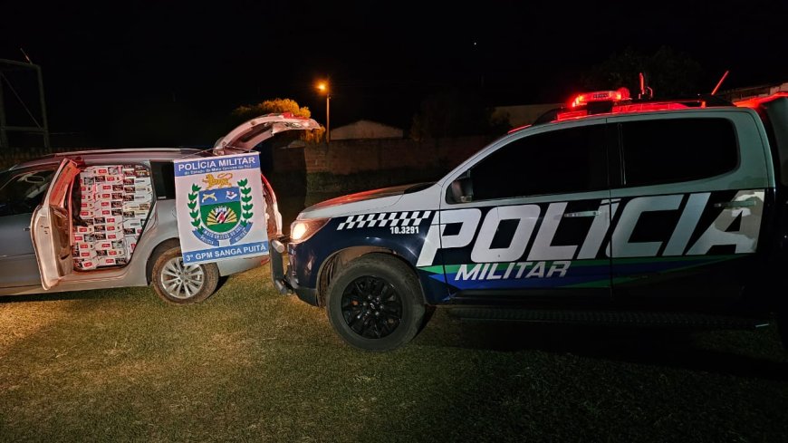 PM apreende comboio de veículos com contrabando na MS-164, em Ponta Porã