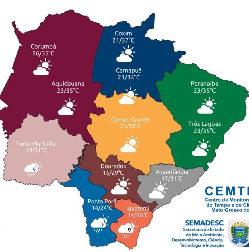 Previsão do Tempo para Mato Grosso do Sul