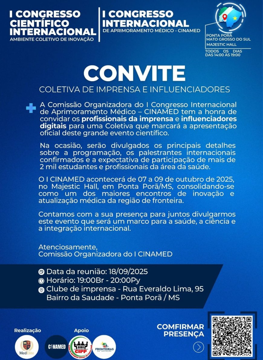 CONVITE: Coletiva de Imprensa Jornalistas, radialistas e Influenciadores