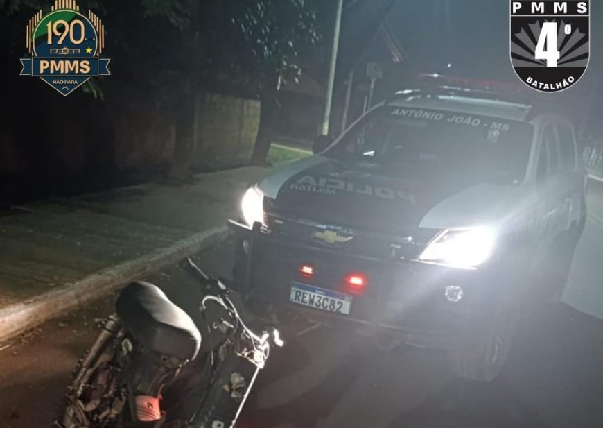 Polícia Militar apreende motocicleta irregular e encaminha adolescente por direção perigosa em Antônio João
