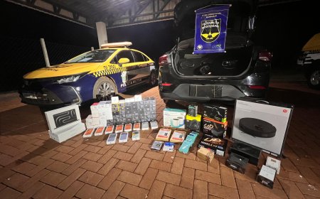 Maracaju: BPMRv apreende eletrônicos e perfumaria contrabandeados durante fiscalização