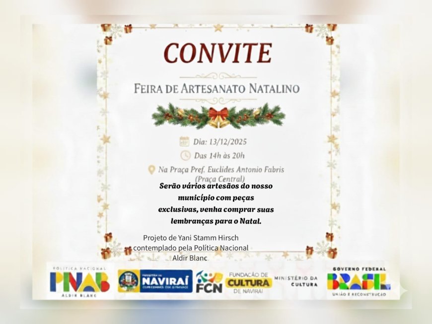 Naviraí: A feira de artesanato natalino traz presentes únicos e decorações incríveis para a Praça Euclides Fabris