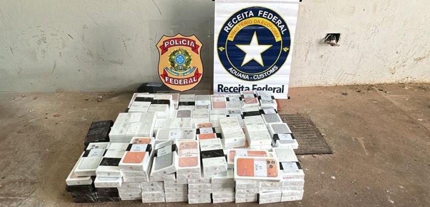 Dourados: Ação conjunta da Polícia Federal e Receita Federal do Brasil apreende celulares contrabandeados