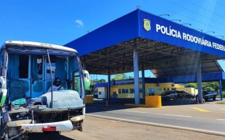 Mato Grosso do Sul: PRF flagra motorista dirigindo ônibus sem para-brisa na BR-158