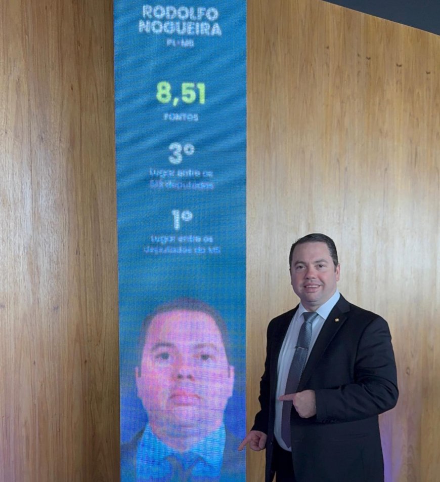 Rodolfo Nogueira é eleito, pela terceira vez, o melhor deputado federal de MS e fica entre os três melhores do Brasil em 2025