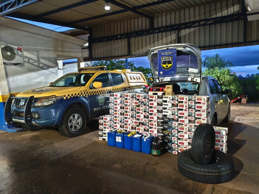 BPMRv apreende cigarros e pneus irregulares durante fiscalização em Anaurilândia