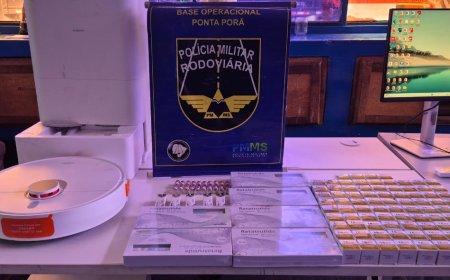 BPMRv apreende medicamentos para emagrecimento e eletrônicos durante fiscalização na MS-386