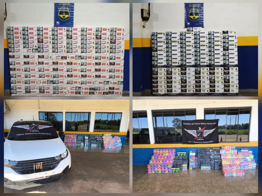 BPMRv apreende cigarros contrabandeados em duas ocorrências durante fiscalização na MS-134