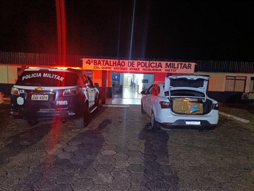 4º BPM apreende carga de cigarros eletrônicos após acompanhamento tático em Ponta Porã