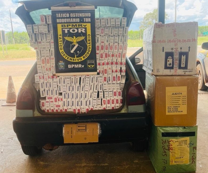 BPMRv apreende cigarros e mercadorias estrangeiras durante fiscalização na MS-164