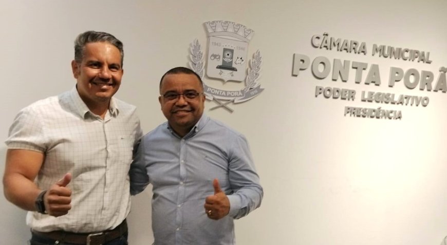 Vice-prefeito Dr. Patrick Derzi realiza visita institucional à Câmara Municipal de Ponta Porã