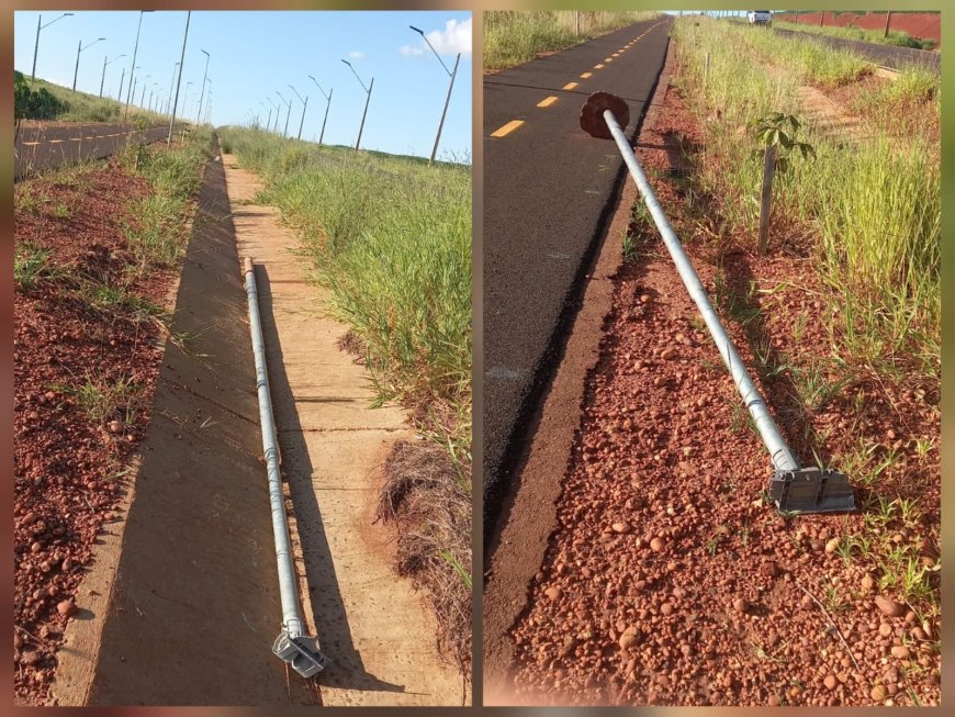 Vândalos danificam iluminação pública do Minianel de Ponta Porã