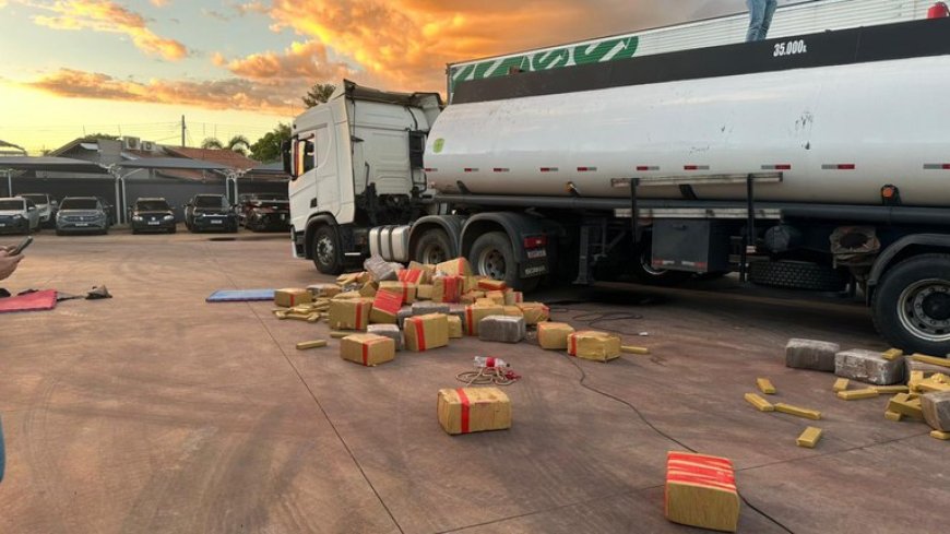 Água Clara: Polícia Federal apreende carreta com cerca de 8 toneladas de drogas, arma e munições