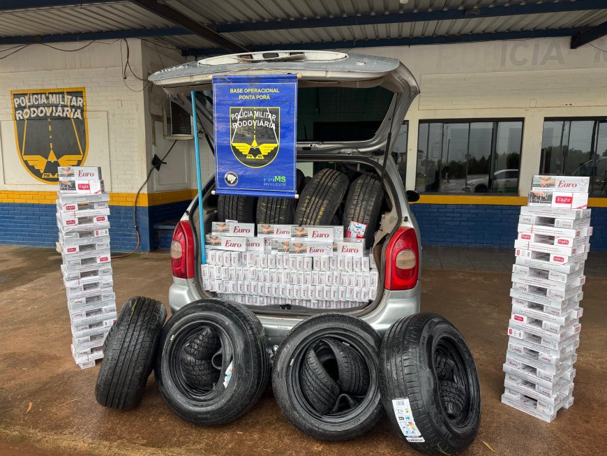 Ponta Porã: BPMRv apreende cigarros e pneus durante fiscalização na MS-164