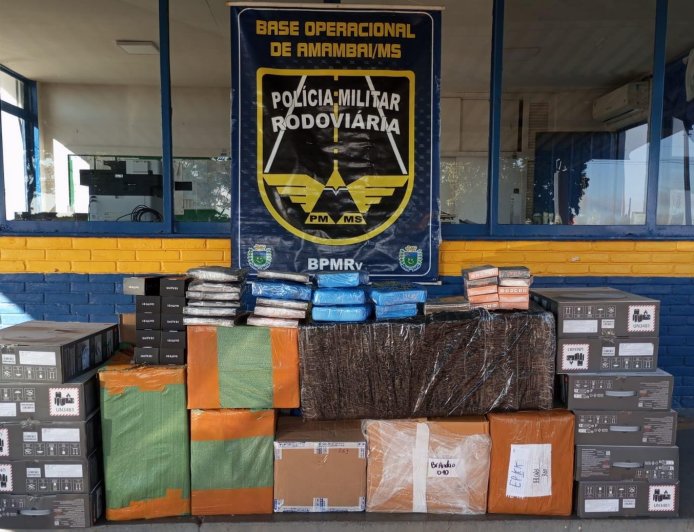 Aral Moreira: BPMRv apreende mercadorias estrangeiras e causa prejuízo de R$ 125 mil ao crime