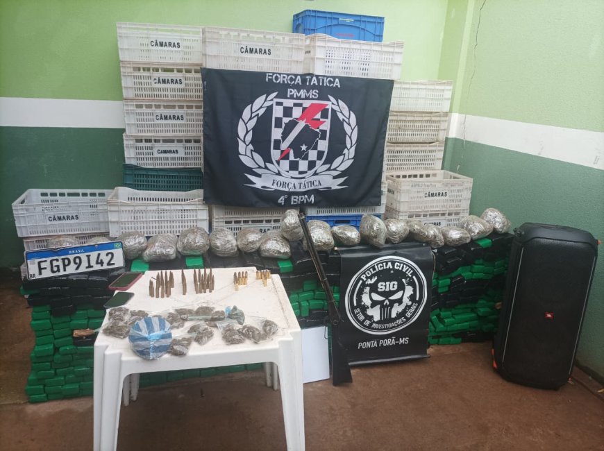 Ponta Porã:Operação conjunta entre SIG e Força Tática do 4º BPM apreende mais de 400 kg de droga e armas