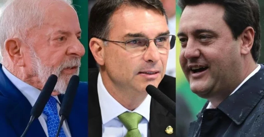 Eleições: Paraná Pesquisas aponta empate técnico de Lula com Flávio Bolsonaro e Ratinho Junior em cenários de 2º turno