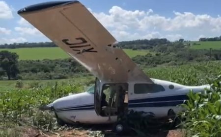 URGENTE: Avião com seis ocupantes faz pouso forçado em fazenda na fronteira de MS