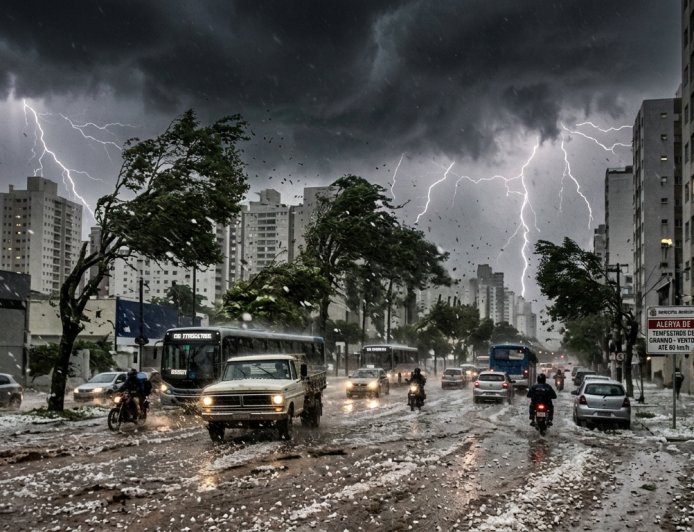 Temporal: Inmet emite alerta de tempestade de granizo e ventos de até 60 km/h em 16 cidades de MS