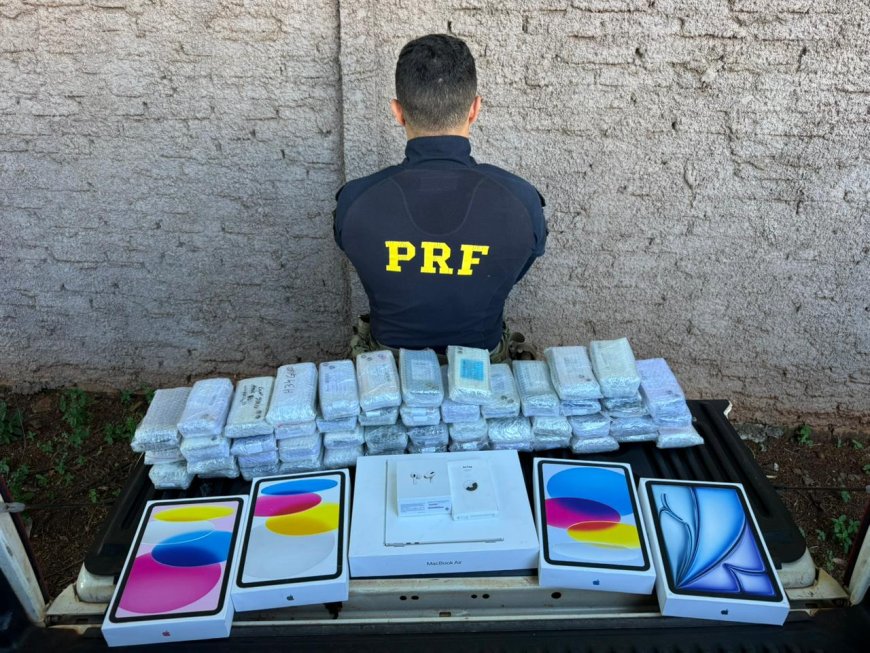 Ação: PRF apreende carga de celulares contrabandeados em Dourados e prende dois suspeitos