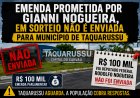 Nota de repúdio: Câmara de Taquarussu cobra emenda de R$ 100 mil prometida para a saúde