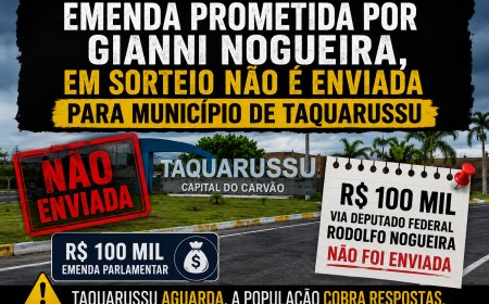 Nota de repúdio: Câmara de Taquarussu cobra emenda de R$ 100 mil prometida para a saúde