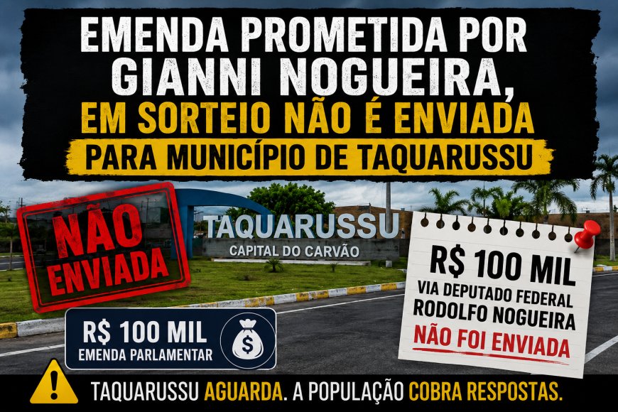 Nota de repúdio: Câmara de Taquarussu cobra emenda de R$ 100 mil prometida para a saúde