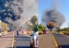 4 mortes: Acidente entre carretas causa explosão e deixa 4 mortos na BR-163 em Bandeirantes