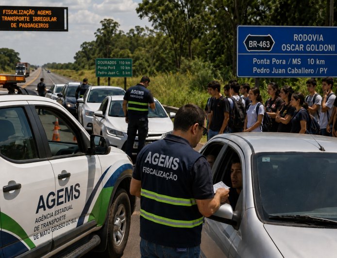 Fiscalização da AGEMS nas rodovias de fronteira gera revolta entre universitários que fazem carona solidária