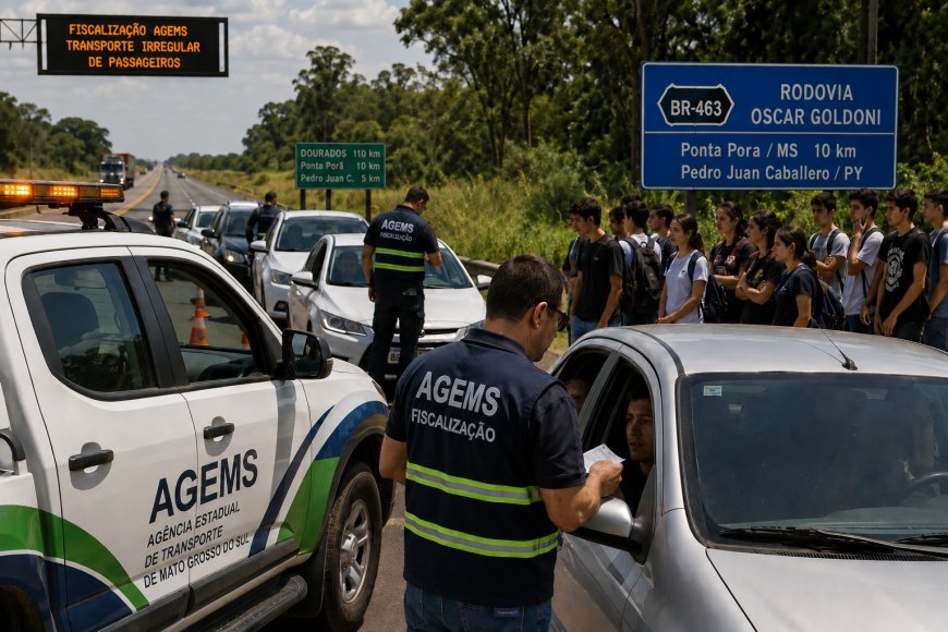 Fiscalização da AGEMS nas rodovias de fronteira gera revolta entre universitários que fazem carona solidária