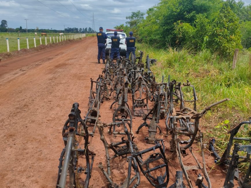 Anhanduí: GCM encontra área com mais de 70 quadros de motocicletas