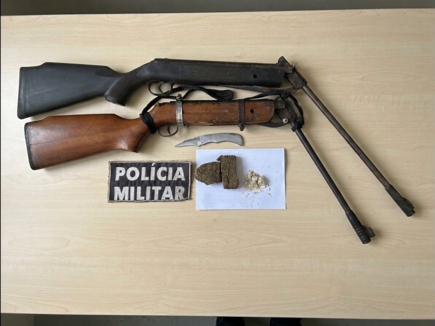 Sanga Puitã: Polícia Militar prende homem por violência doméstica, apreende armas de fogo e drogas